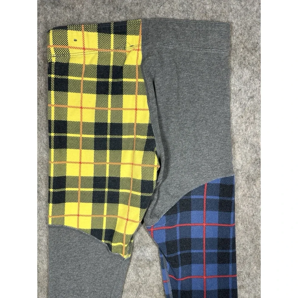 Nike Sportswear Plaid Patchwork Leggings Womens XS Gray Yellow Blue BV4633-071